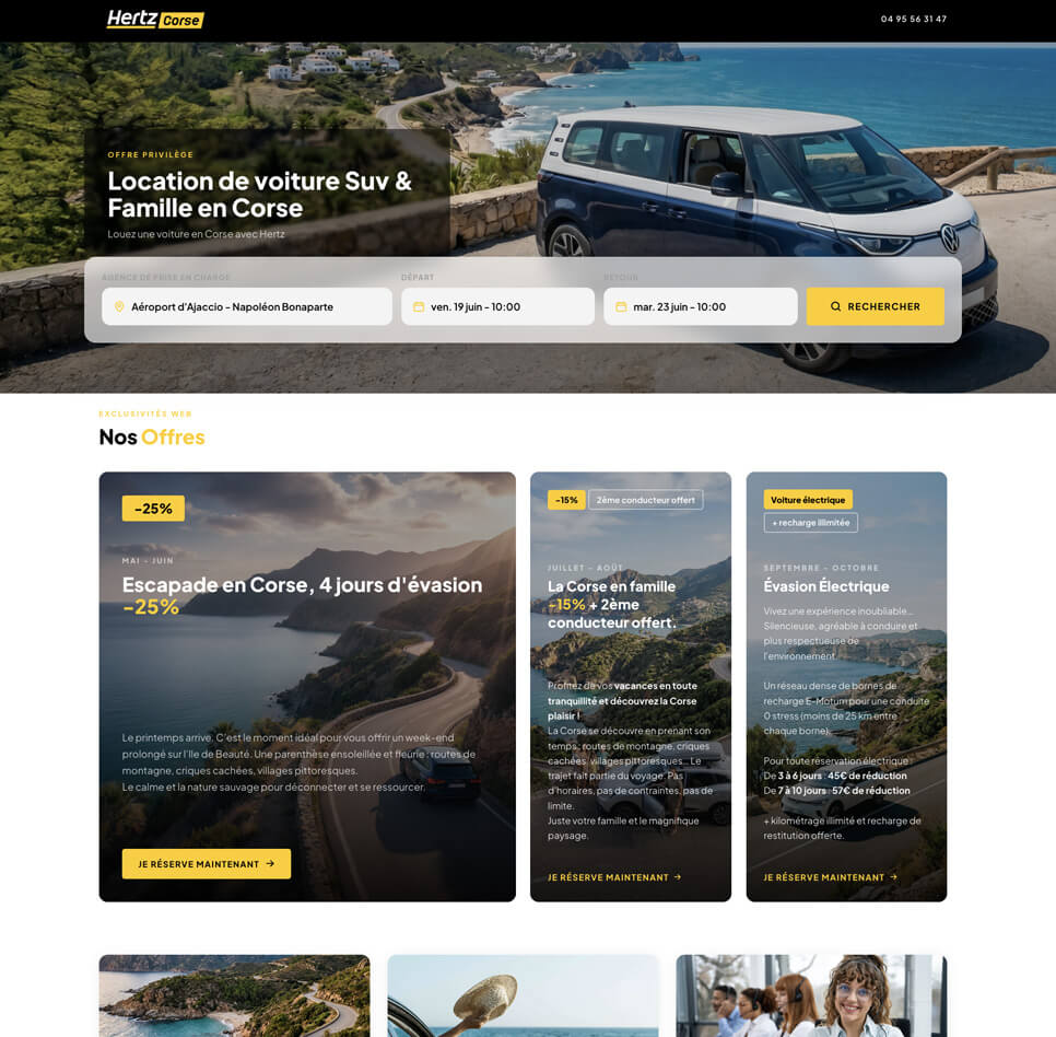 Landing page Hertz Corse — Campagne Famille